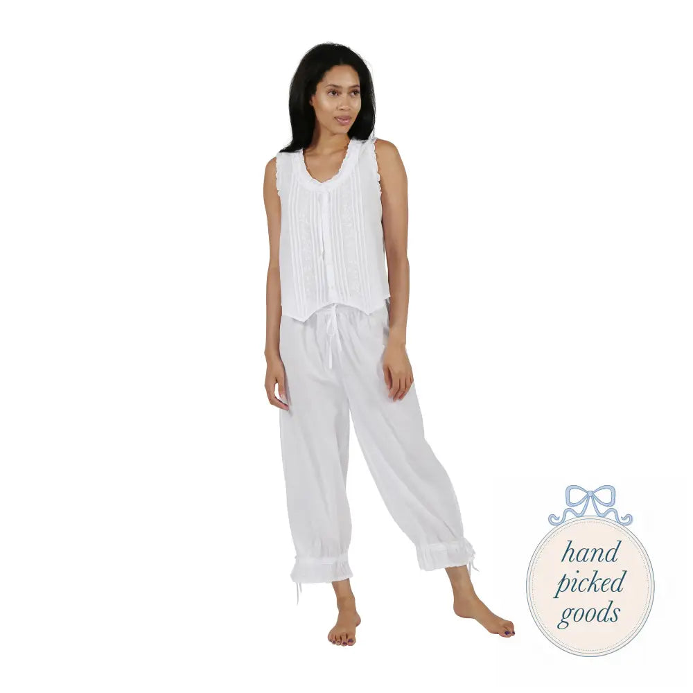 Sleeveless Capri Pajama Set S Femme - Clothing