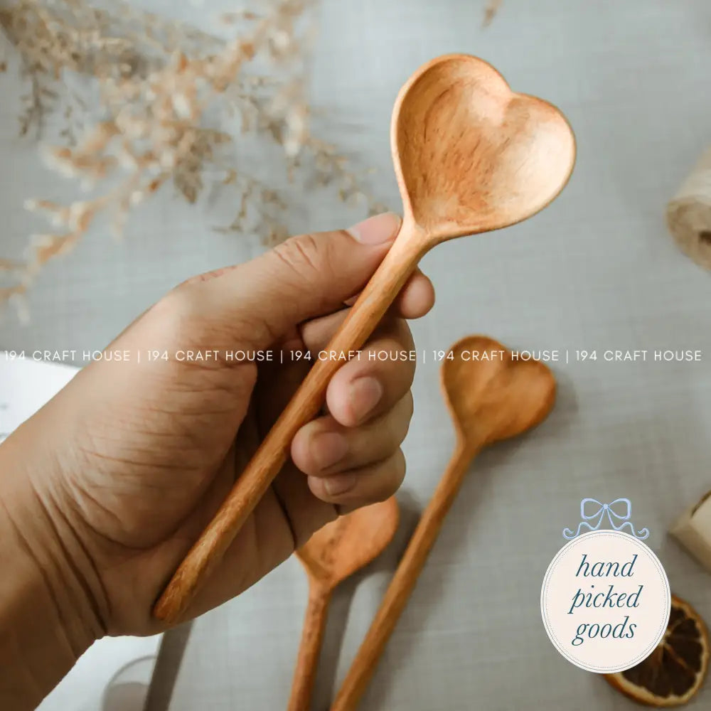 Straight Wooden Heart Spoon Large Seasonal - Valentines