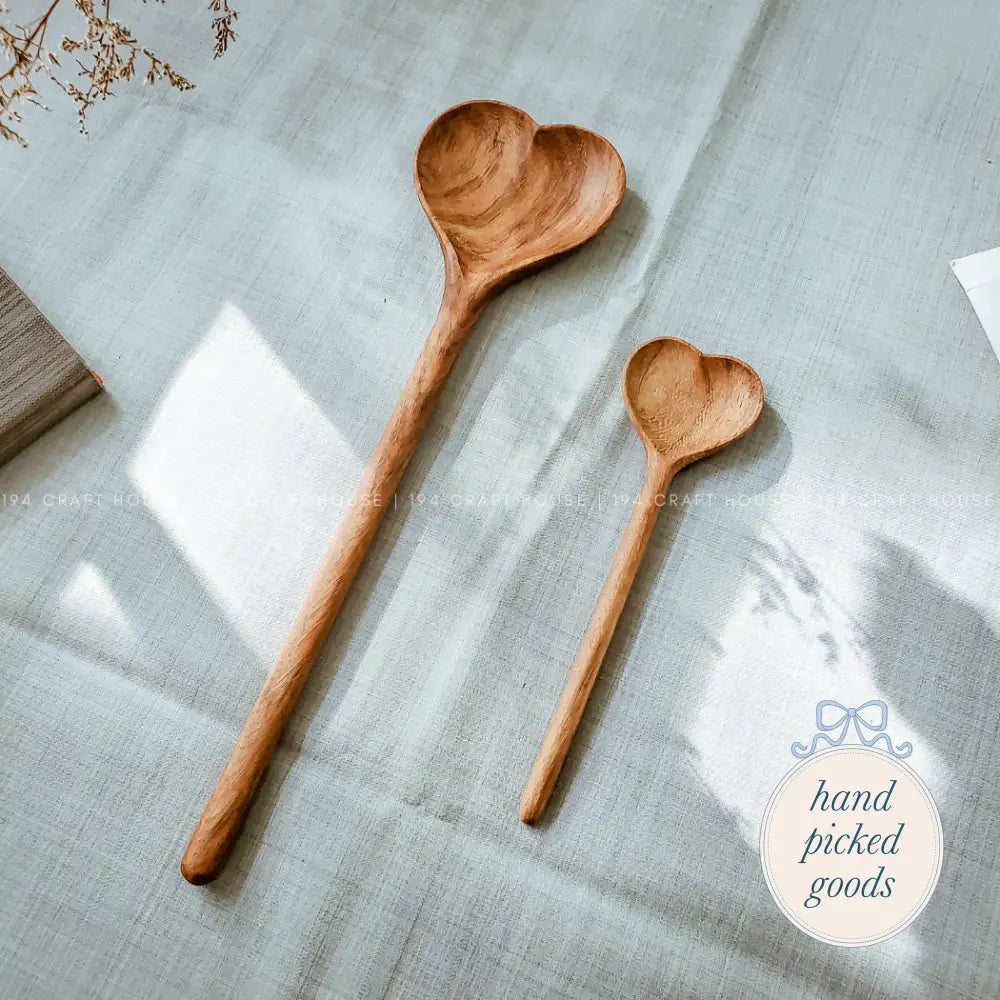 Straight Wooden Heart Spoon Large Seasonal - Valentines