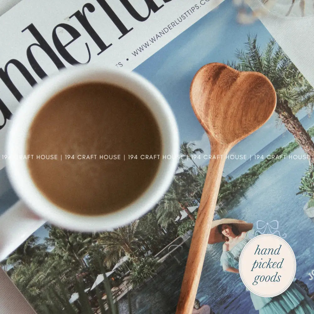 Straight Wooden Heart Spoon Medium Seasonal - Valentines