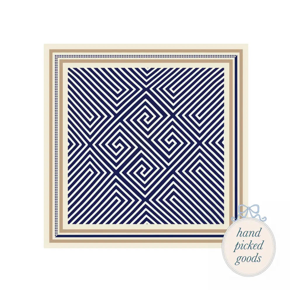 Striped Satin Square Scarf NAVY Femme - Handkerchief