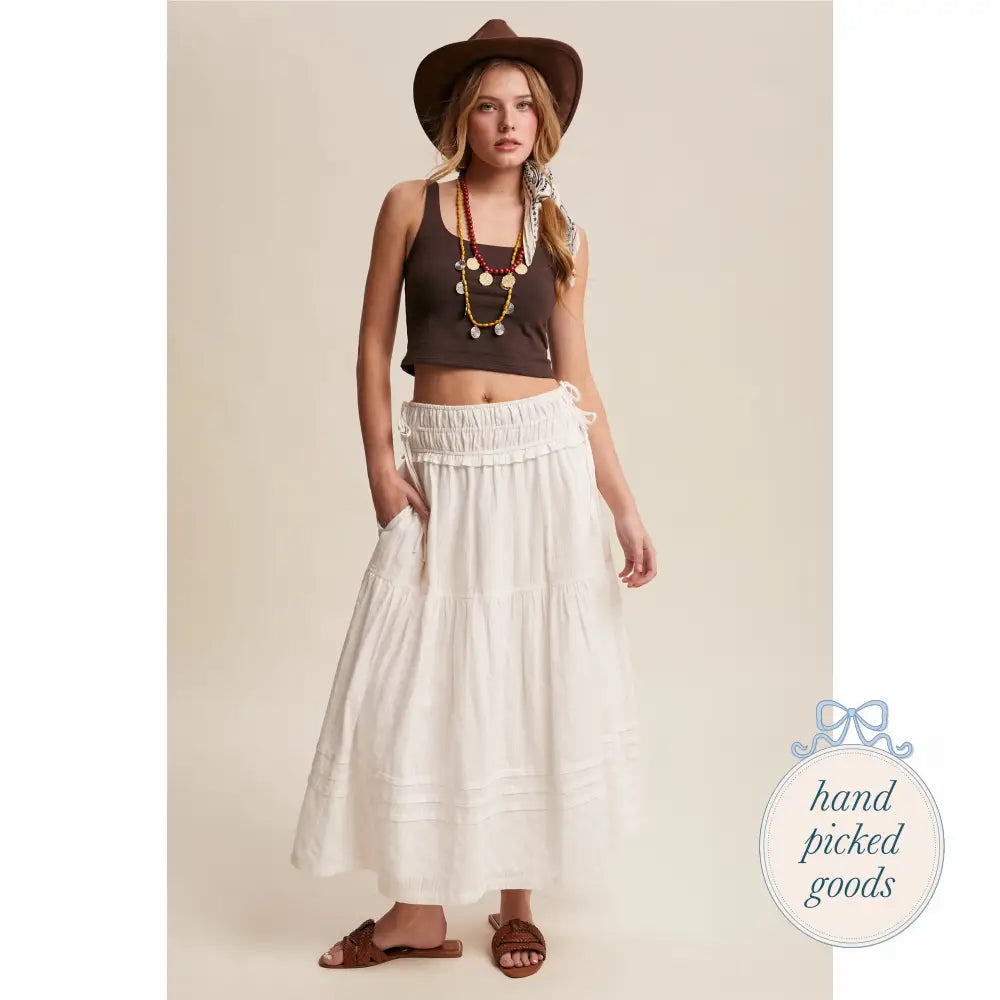 Textured Cotton Maxi Skirt Femme - Clothing