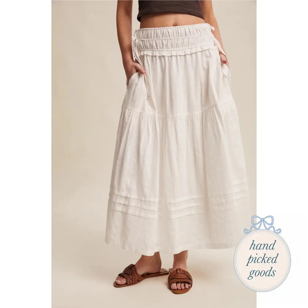 Textured Cotton Maxi Skirt Off-White / S Femme - Clothing