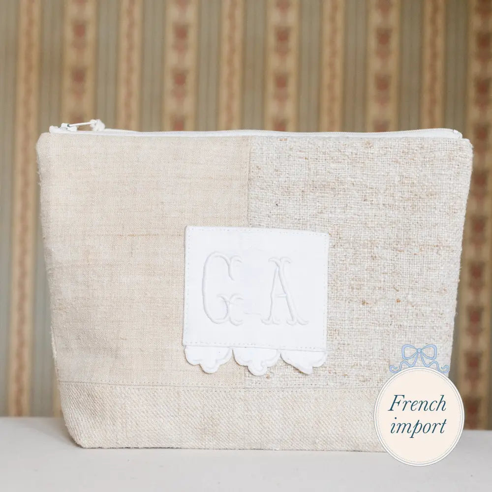 Trousse/Zipper Pouch with GA Embroidery European Imports - No container - France carry on fall 2024