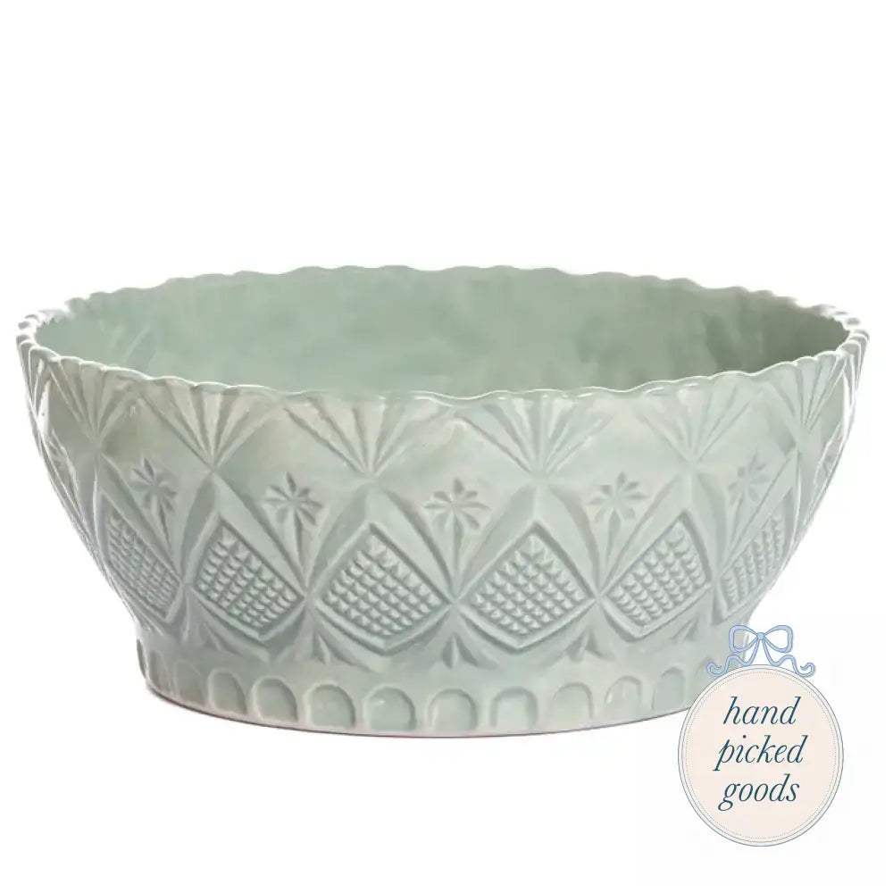 Vintage Inspired Handmade Ceramic Bowl Large / Green Kitchen - Serving& - display