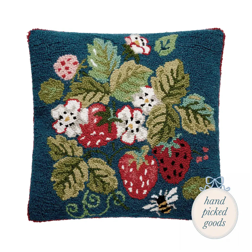 Vintage Strawberries Hook Pillow - Decor - Pillows and Linens