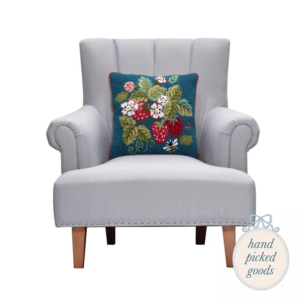Vintage Strawberries Hook Pillow - Decor - Pillows and Linens