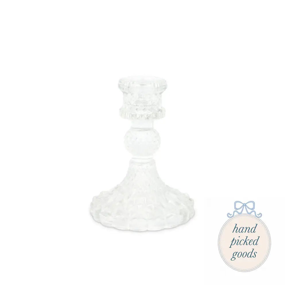 Vintage Style Glass Candle Holder Clear Decor - Candlesticks