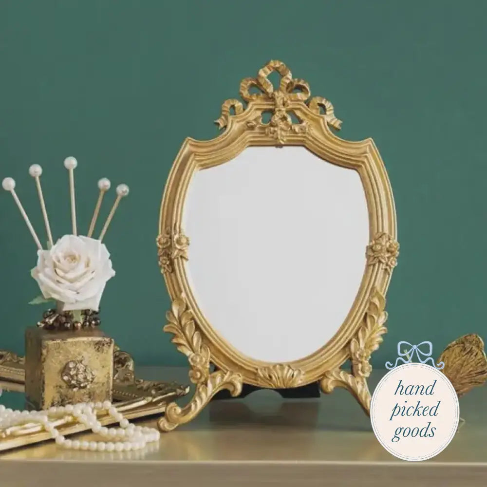 Vintage Style Gold Tabletop Mirror Decor - Decoration