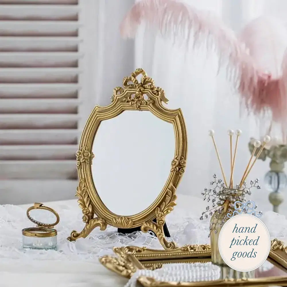Vintage Style Gold Tabletop Mirror Decor - Decoration