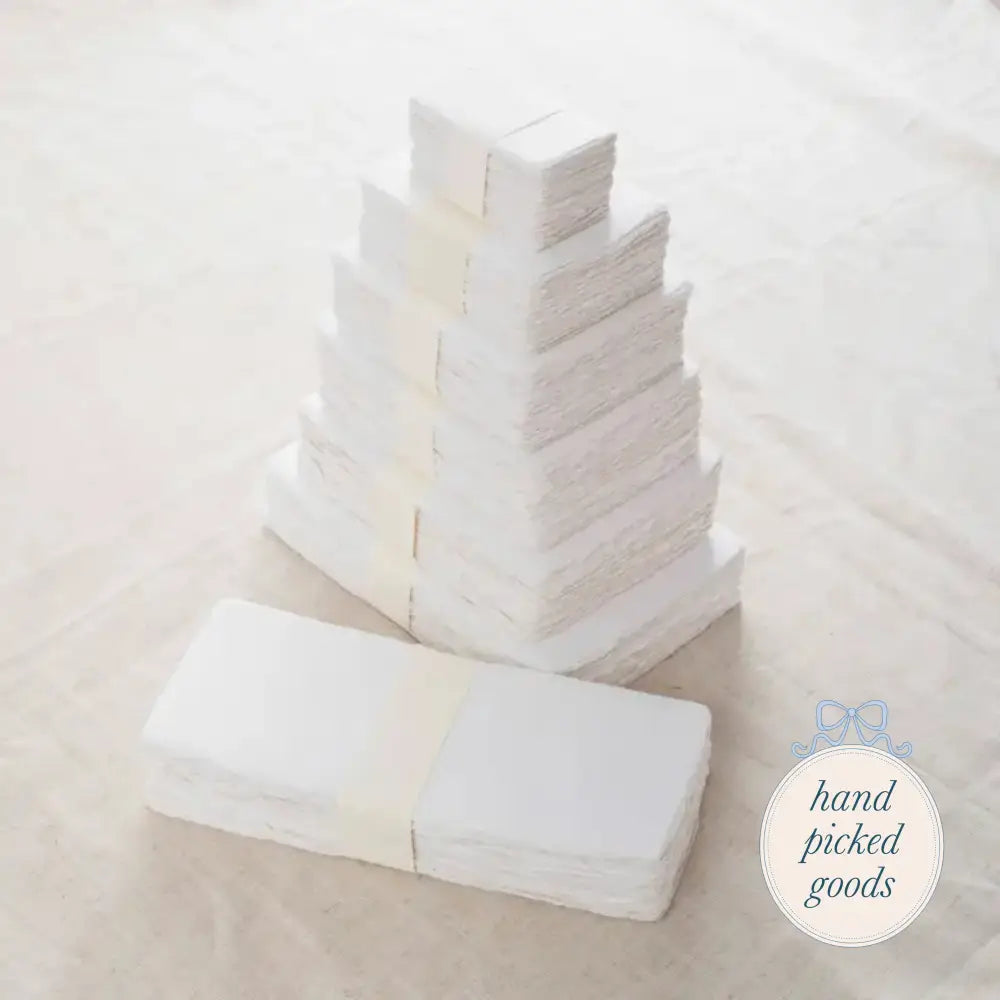 White Deckled Handmade Paper Set 3.5’’ x 2’’ Stationery and gift - Stationery