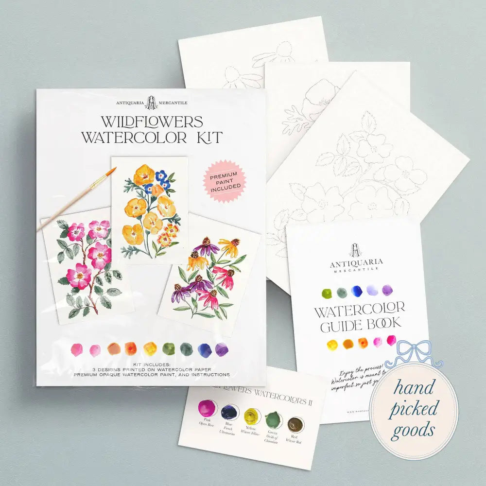 Wildflowers Watercolor Painting Kit - Stationery and gift