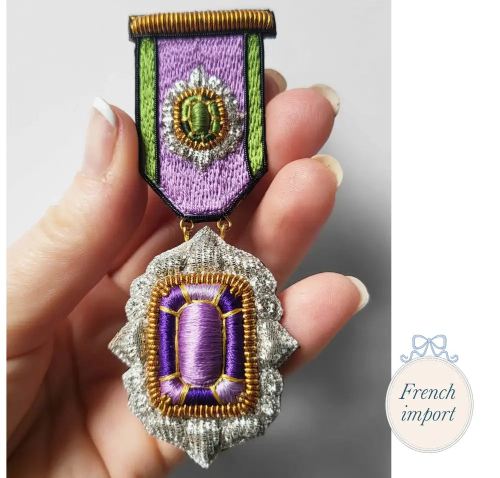 Youkounkoun Peridot and Amethyst Medal Brooch Jewelry - Brooches