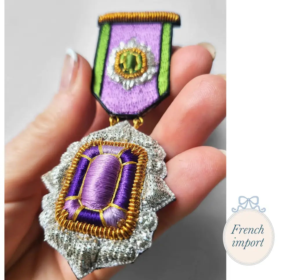 Youkounkoun Peridot and Amethyst Medal Brooch Jewelry - Brooches